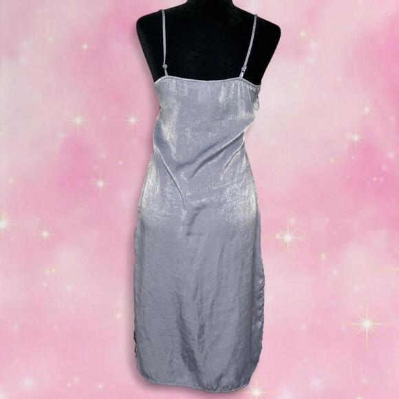 H&M And Coachella Collab Blue Slip With Black Lace Dress - Picture 5 of 5